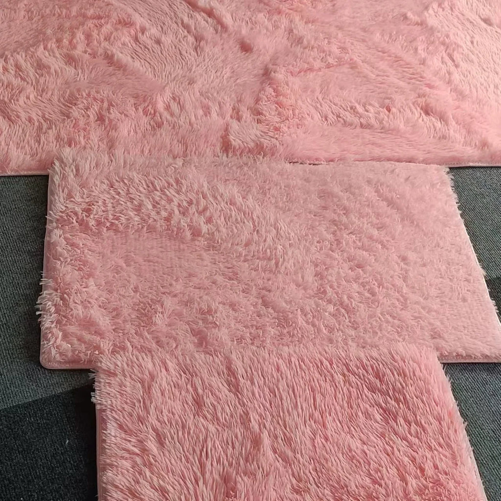 VIKAMA Silk wool Solid Colour Living Room Bedroom Bedside Sofa Soft Mat Home Light Luxury Non-slip Dirty Resistant Washable Rug